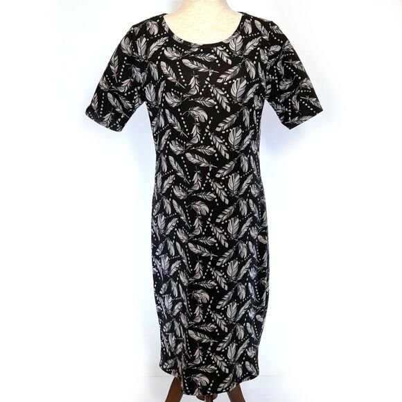 LuLaRoe Feather Print Sheath Dress Women's Large - Picture 1 of 8